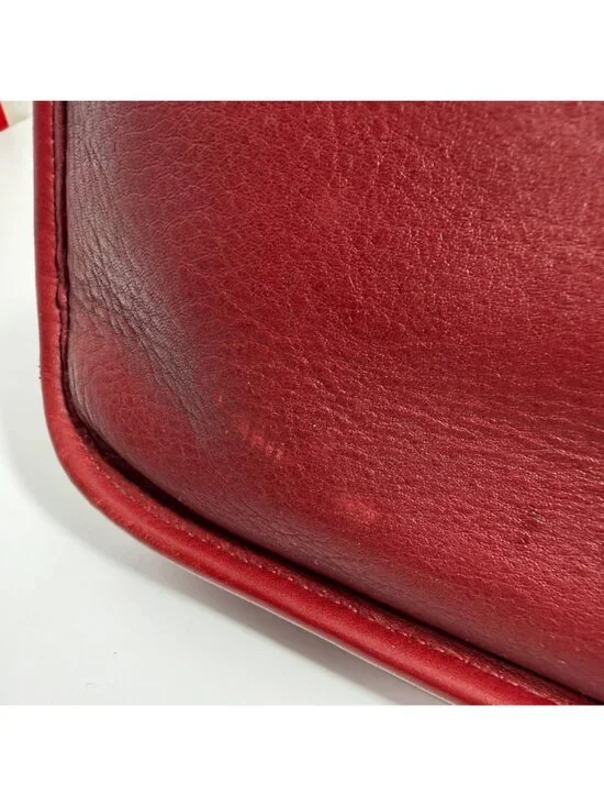 Vintage COACH Andrea 9073 USA Slim Shoulder Bag Red Leather Silver Buckle NO TAG - Picture 13 of 16